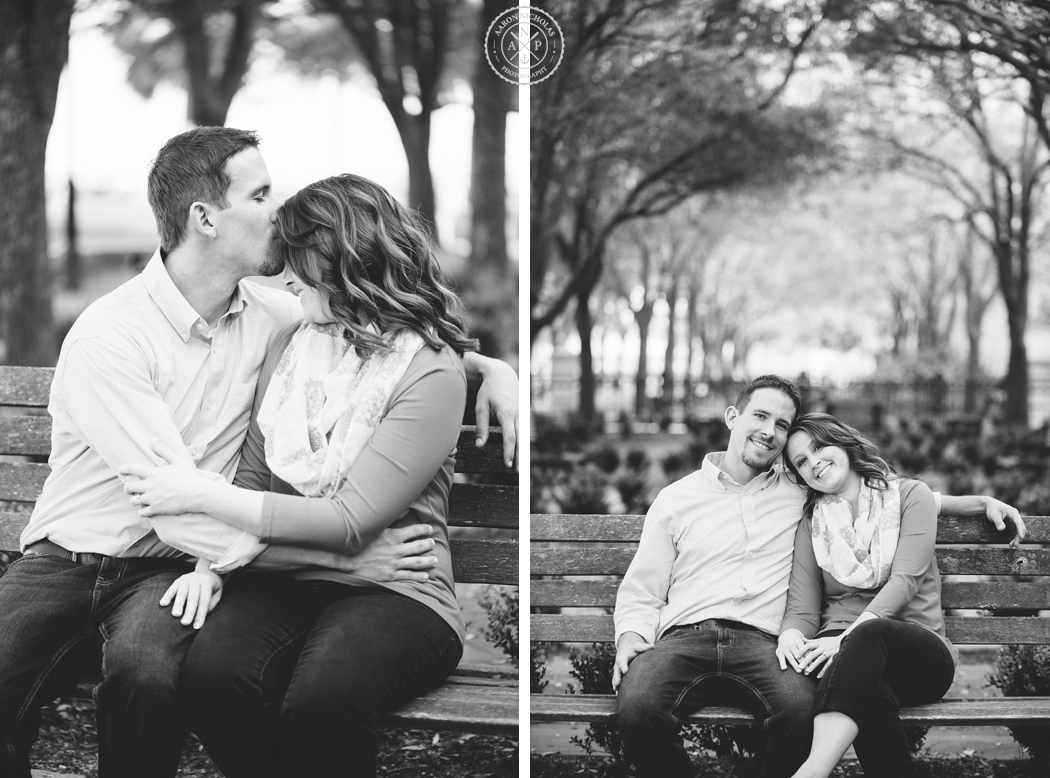 downtown Charleston Engagement photos, expats meet in Sudan, expats meet in Africa! Southern engagement photos, how they met, how we met, Charleston wedding photographer, Aaron Nicholas Photography, destination wedding photographer, Cypress Garden's wedding, Jennifer Bussey and Bobby Bender, Samaritan's Purse couple, engagement posing on a bench