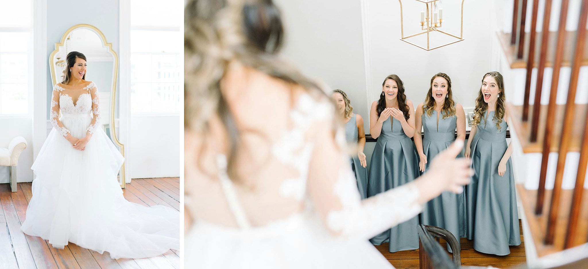 First look with the bridesmaids