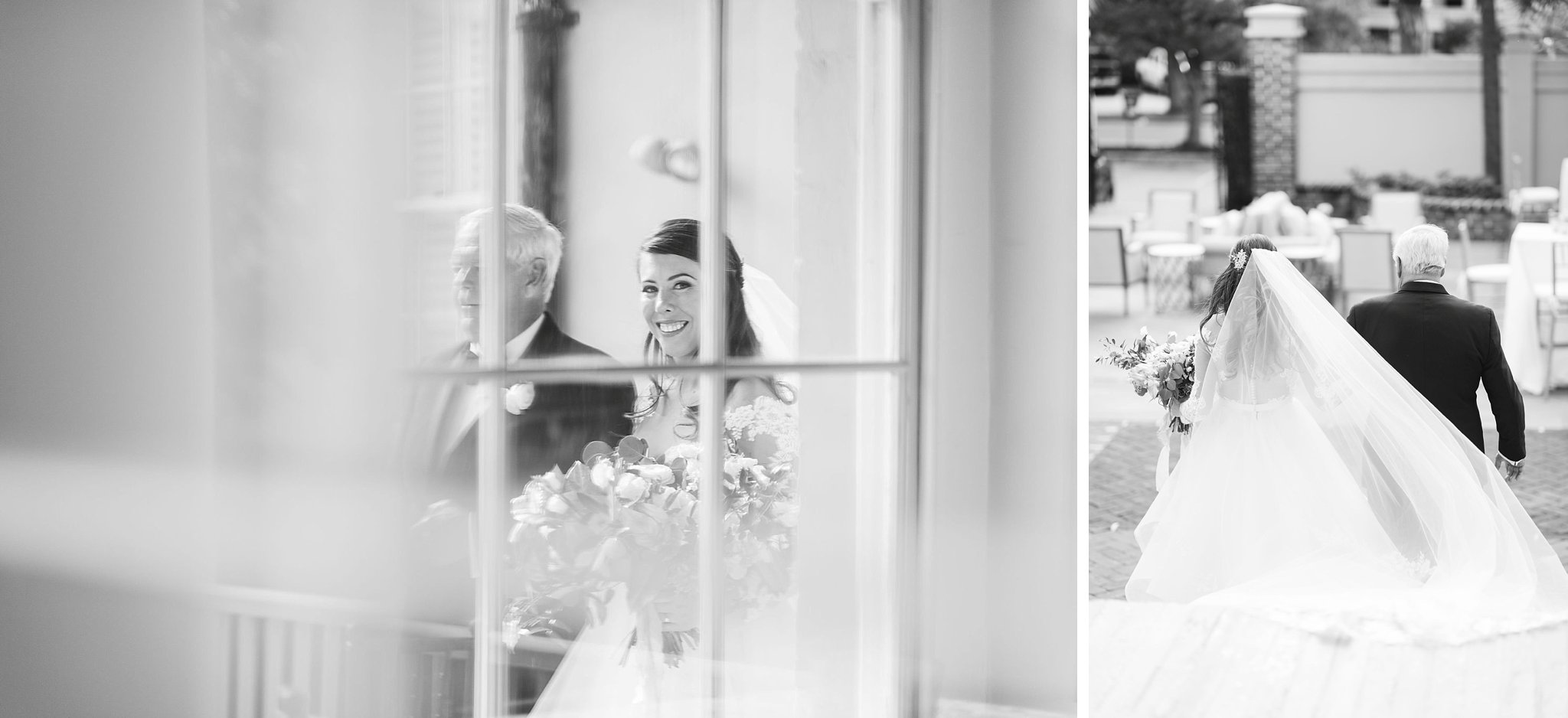 Bride and her dad, walking down the aisle at the Gadsden House