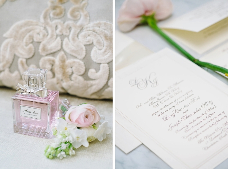 Historic Rice Mill wedding, by Aaron and Jillian Photography, wedding details, miss dior perfume, wedding invitation photo,