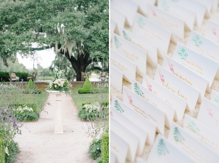 Middleton Place wedding and cocktail hour decor by Charleston wedding photographers Aaron and Jillian Photography_00103