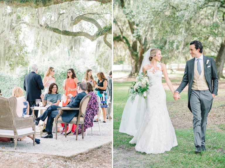Nahila and Bernard's Middleton Place wedding and cocktail hour in the Octagonal Garden by Charleston wedding photographers Aaron and Jillian Photography_00103