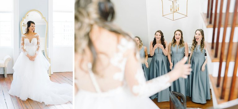 First look with the bridesmaids