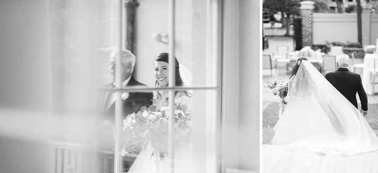 Bride and her dad, walking down the aisle at the Gadsden House