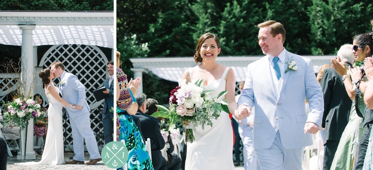 First kiss at a New York Botanical Gardens wedding by Charleston wedding photographers Aaron and Jillian Photography -_0046